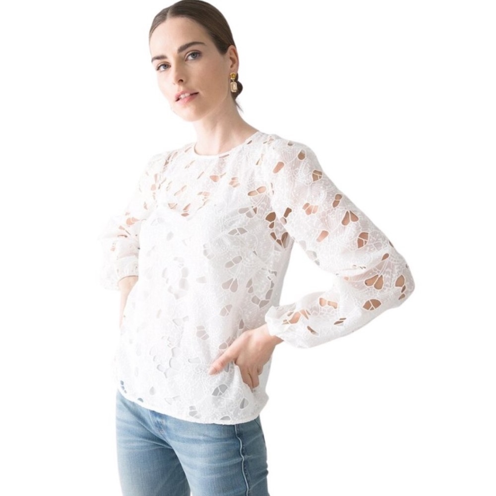 NWT White House Black Market Butterfly Embroidered Top - Picture 7 of 14